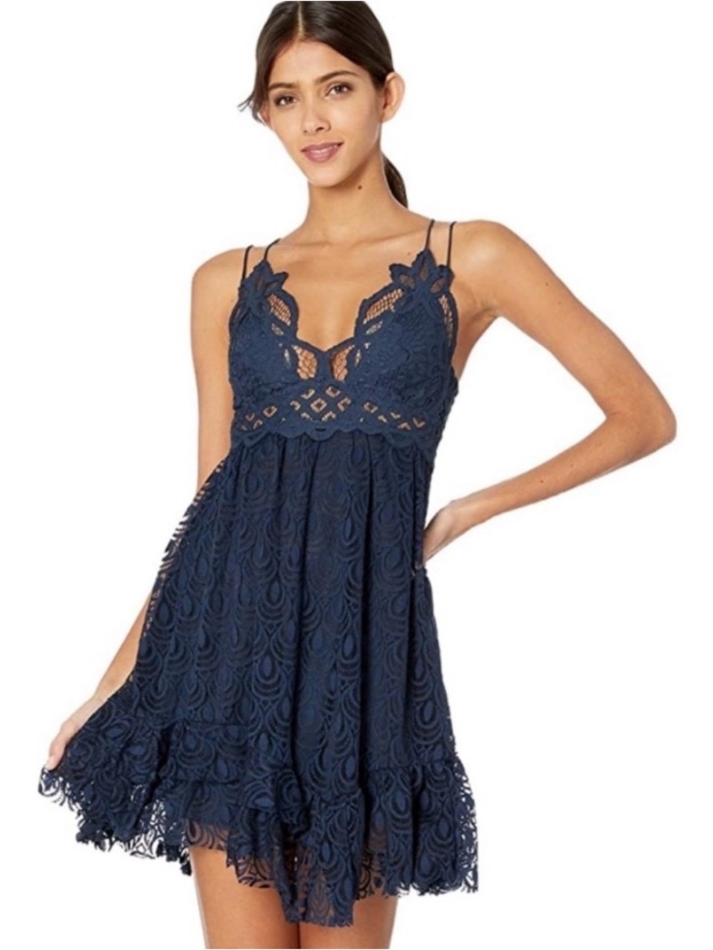FREE PEOPLE "Adella" Mini Slip Dress, Lace Top & Burnout Lace Skirt, Sze S, EUC